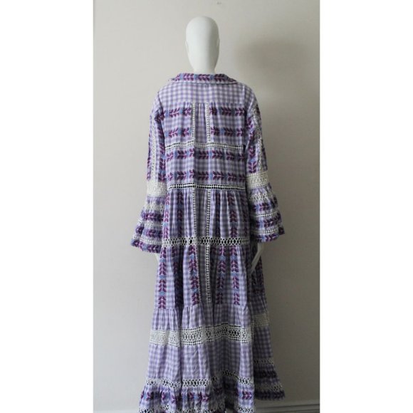 Dodo Bar Or Gingham Check Cotton Jacquard Maxi Dress Size Small - Picture 8 of 13